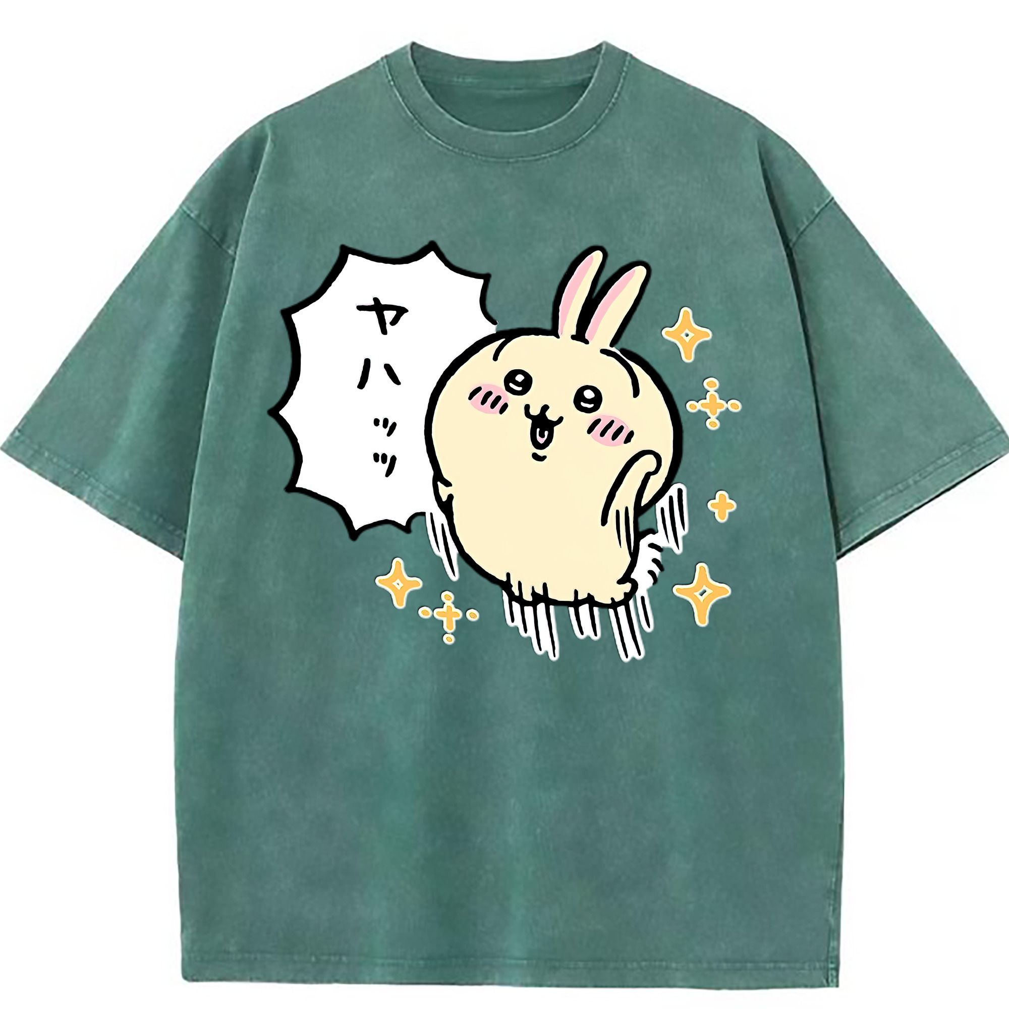 （画像用） ちいかわ うさぎ Chii-kawa usagi 綿100% ヴィンテージ風 半袖Tシャツ（フロントプリント）
